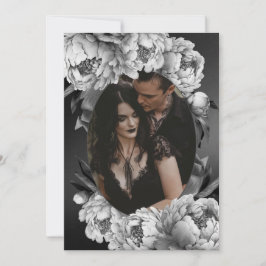 Gothic Moody White Peonies Wedding Save The Date