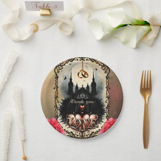Gothic Moon – Ewige Liebe unter dem Mitternachtshi Pappteller (Hochzeit)