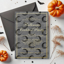Gothic Moon Halloween Cocktail Party Gold Folieneinladung