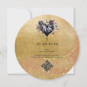 Gothic Moon Moody Black Floral Raven Heart Wedding Einladung (Rückseite)