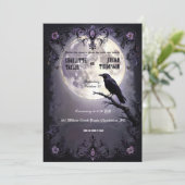 Gothic Moon & Raven Wedding Einladungen Dunkler St (Stehend Vorderseite)