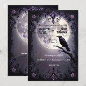 Gothic Moon & Raven Wedding Einladungen Dunkler St (Vorne/Hinten)