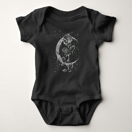Gothic Moon Rose Crescent Witchy Art Baby Strampler (Vorderseite)