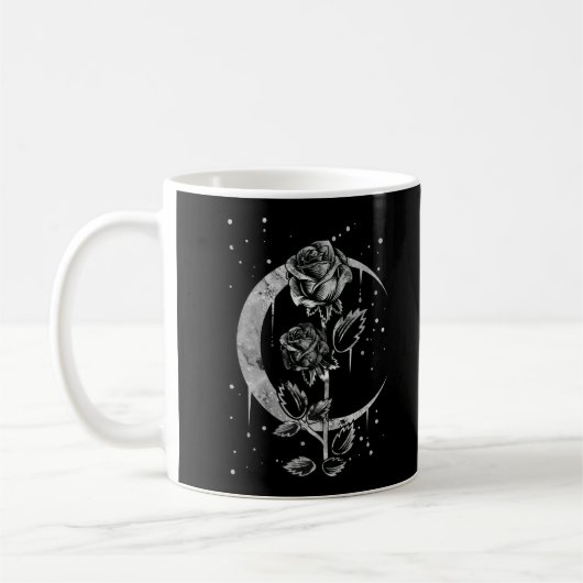 Gothic Moon Rose Crescent Witchy Art Kaffeetasse (Links)