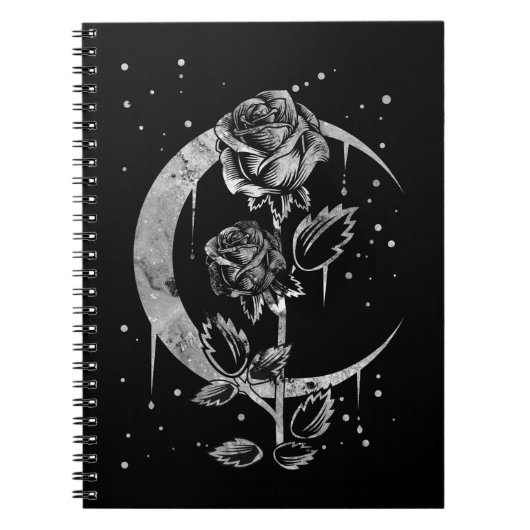 Gothic Moon Rose Crescent Witchy Art Notizblock (Vorderseite)