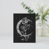 Gothic Moon Rose Crescent Witchy Art Postkarte (Stehend Vorderseite)
