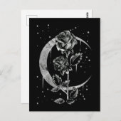 Gothic Moon Rose Crescent Witchy Art Postkarte (Vorne/Hinten)
