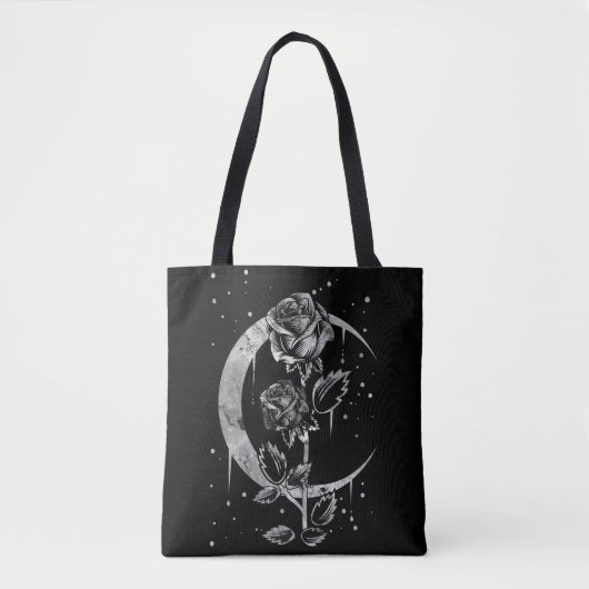 Gothic Moon Rose Crescent Witchy Art Tasche (Vorderseite)