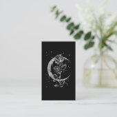 Gothic Moon Rose Crescent Witchy Art Visitenkarte (Stehend Vorderseite)