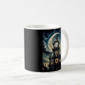 Gothic Moonlit Clocktower Art T-Shirt Kaffeetasse (VorderseiteRechts)