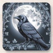 Gothic Moonlit Raven Dark Academia Getränkeuntersetzer (Vorderseite)