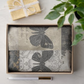 Gothic Moth Collage in Black & Beige Decoupage Seidenpapier (Geschenk)