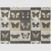 Gothic Moth Collage in Black & Beige Decoupage Seidenpapier (Vorderseite)