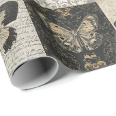Gothic Moth Collage Vintag Halloween Geschenkpapier (Rolleneckpunkt)