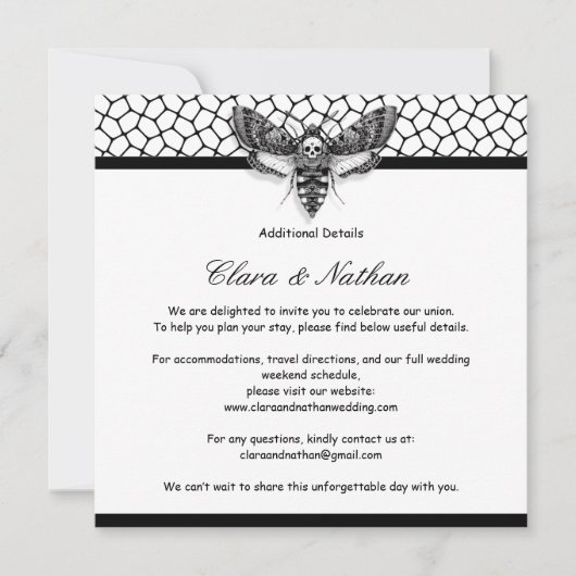 Gothic Moth Enclosure Card - Dunkelromantische Hoc Einladung (Vorderseite)