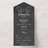 Gothic Moth Moody Black & White Dinner All In One Einladung (Innen Boden)