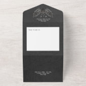 Gothic Moth Moody Black & White QR Code All In One Einladung (Außenbereich)