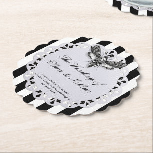 Gothic Moth Skull Hochzeit – Dunkle Eleganz Untersetzer