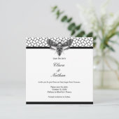Gothic Moth Skull Save the Date - Elegantes Schwar Einladung (Stehend Vorderseite)