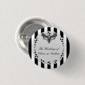 Gothic Moth Skull Wedding Button - Schwarzweiß (Vorne & Hinten)