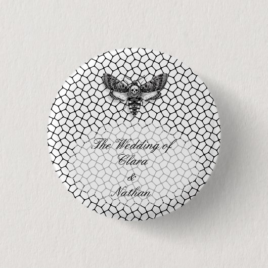 Gothic Moth Skull Wedding - Dunkles Elegant Button (Vorderseite)
