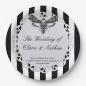 Gothic Moth Skull Wedding - Dunkles Elegant Pappteller (Vorderseite)
