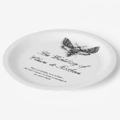 Gothic Moth Skull Wedding - Dunkles Elegant Pappteller (Schrägansicht)