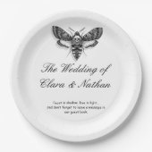 Gothic Moth Skull Wedding - Dunkles Elegant Pappteller (Vorderseite)