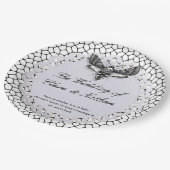 Gothic Moth Skull Wedding - Dunkles Elegant Pappteller (Schrägansicht)