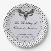 Gothic Moth Skull Wedding - Dunkles Elegant Pappteller (Vorderseite)