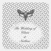 Gothic Moth Skull Wedding - Dunkles Elegant Quadratischer Aufkleber (Vorderseite)