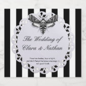 Gothic Moth Skull Wedding - Dunkles Elegant Schaumweinetikett (Einzelnes Label)