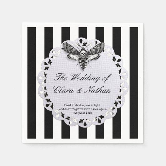 Gothic Moth Skull Wedding - Dunkles Elegant Serviette (Vorderseite)