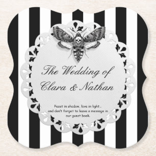 Gothic Moth Skull Wedding - Dunkles Elegant Untersetzer