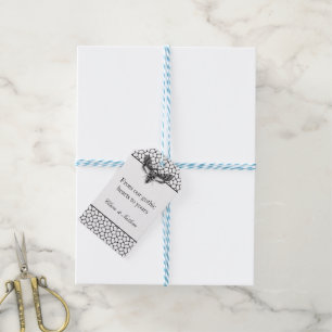 Gothic Moth Skull Wedding Gift Tag - Schwarz & Wei Geschenkanhänger