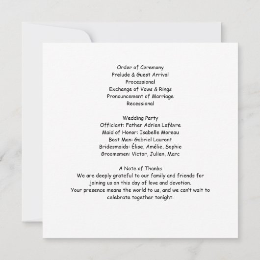 Gothic Moth Skull Wedding Program - Dunkles Elegan Einladung (Rückseite)