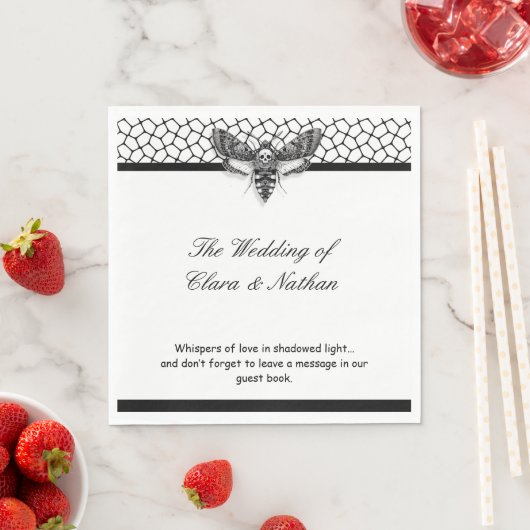 Gothic Moth Skull Wedding Program - Dunkles Elegan Serviette (Beispiel)