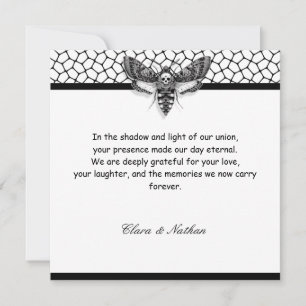 Gothic Moth Skull Wedding   Schwarz und Weiß Einladung