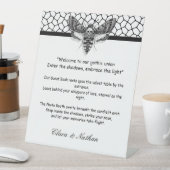 Gothic Moth Skull Wedding [ Schwarz & Weiß Sockelschild (In Situ)