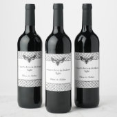 Gothic Moth Skull Wedding Wine Bottle Label - Blac Weinetikett (Flaschen)