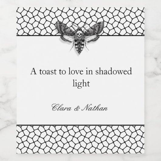 Gothic Moth Skull Wedding Wine Bottle Label - Blac Weinetikett (Einzelnes Label)