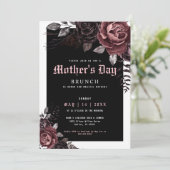 Gothic Mother's Day Brunch Party Burgund Blume Einladung (Stehend Vorderseite)