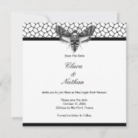Gothic Motten-Schädel Save the Date – Elegantes Sc