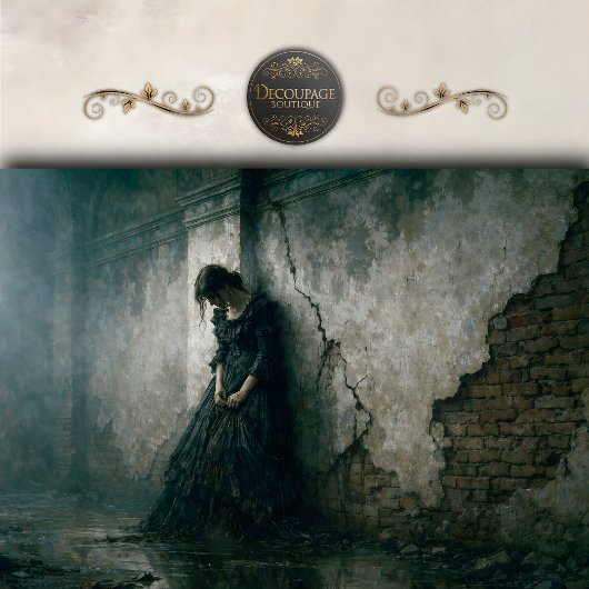 Gothic Mourning Woman Wall Decoupage Seidenpapier