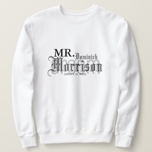 Gothic Mr. Newlywed Groom Wedding Sweatshirt (Design vorne)