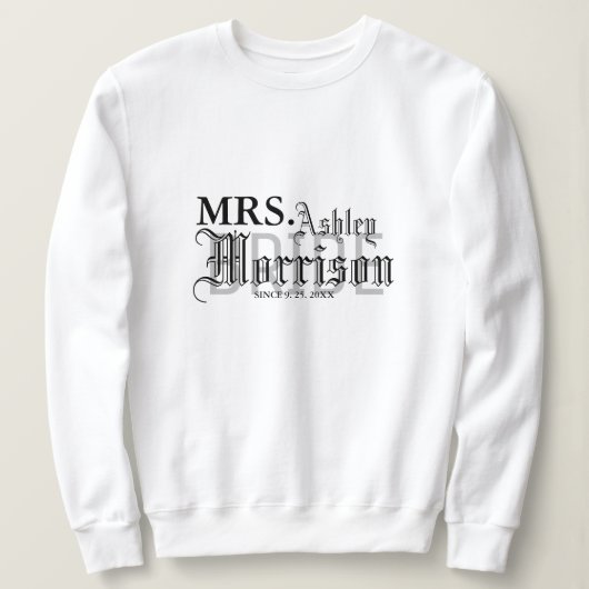 Gothic Mrs. Newlywed Bride Wedding Sweatshirt (Design vorne)