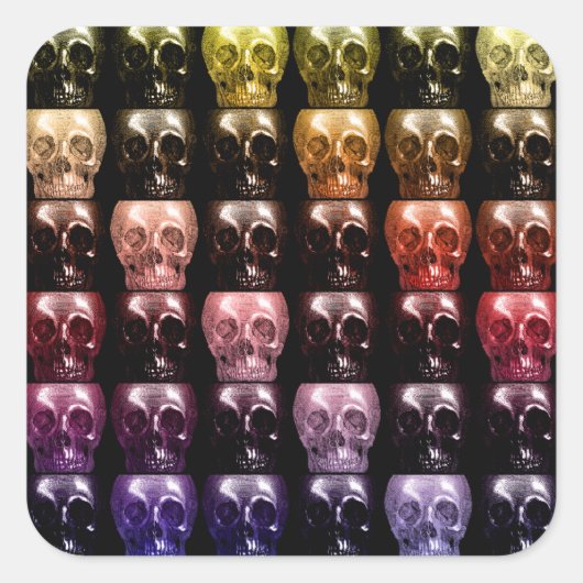 Gothic Multicolor Skulls Collage Halloween Dekorat Quadratischer Aufkleber (Vorderseite)