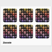 Gothic Multicolor Skulls Collage Halloween Dekorat Quadratischer Aufkleber (Blatt)