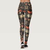Gothic Mushroom Specimen Dark Academia Red Moth Leggings (Rückseite)
