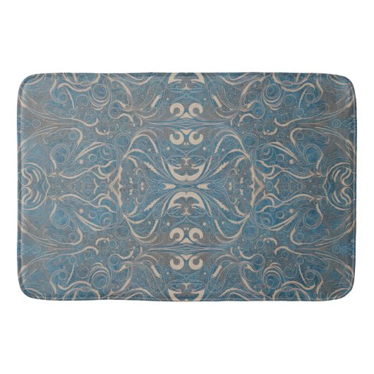 Gothic Muster Blue Bath Mat Badematte (Vorderseite)